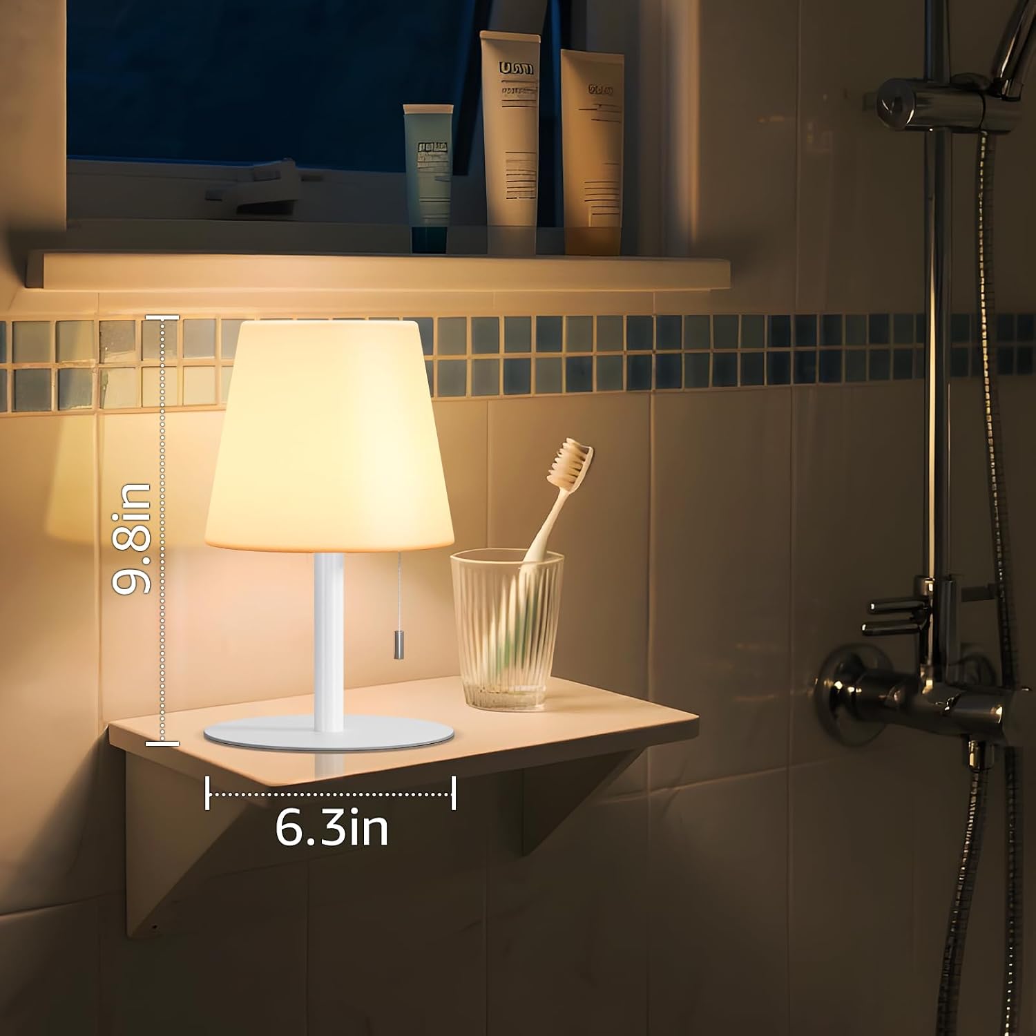 uuffoo Shower Lamp Rechargeable Cordless Light Waterproof for Bathroom Spa