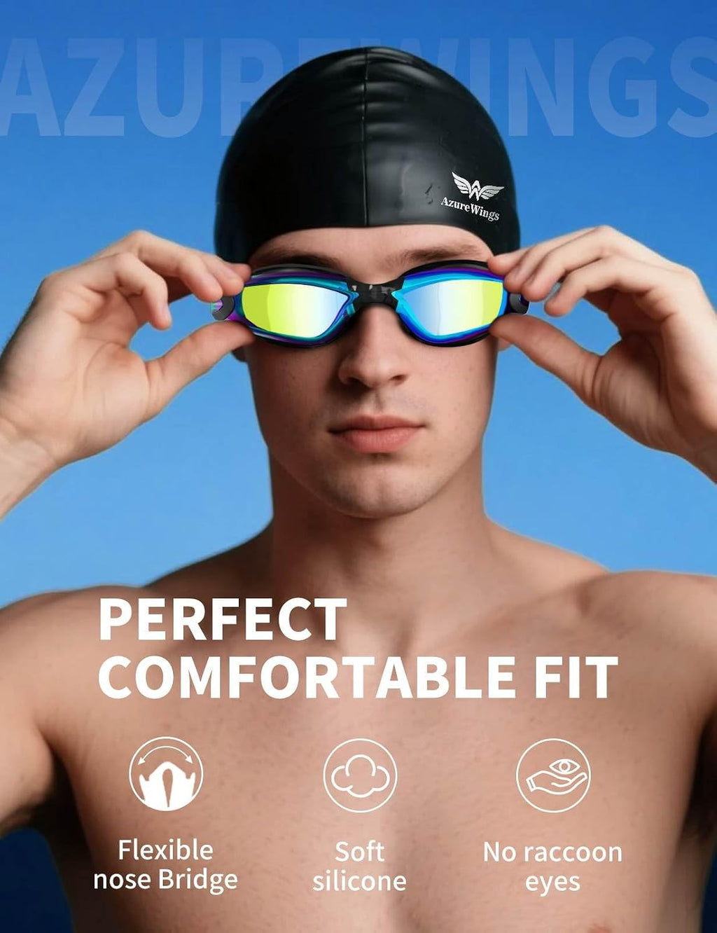 7 in 1 Swim Goggles and Cap for Men Women, Anti-Fog UV Protection, No Leak