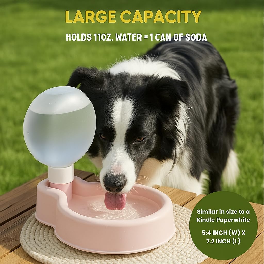 Upgrade Portable Dog Pet Water Bottle for Walking |11 OZ BPA-Free Water Bowl | Anti-Tipping Leak Proof Design | Puppy Small Medium Large Dogs Small Animals | Dog Travel Accessories Gifts (Girly Pink)