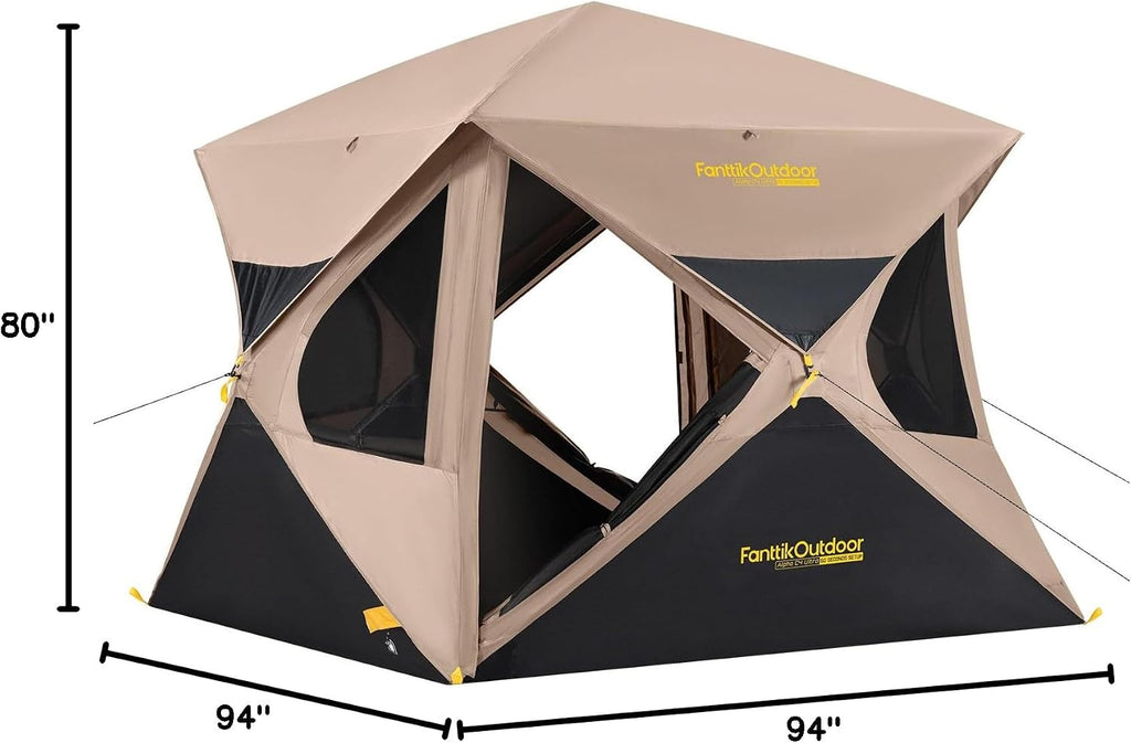 FanttikOutdoor Alpha C4 Ultra Camping Tent 4 Person Pop Up Instant Cabin Setup in 60 Seconds Portable Hub Tent with Rainfly & Windproof for Outdoor Camping & Overlanding