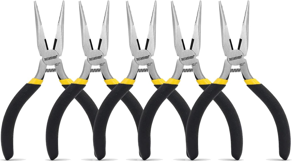 BOOSDEN 5 Inch Small Needle Nose Pliers Mini Jewelry Plier 5 Pack