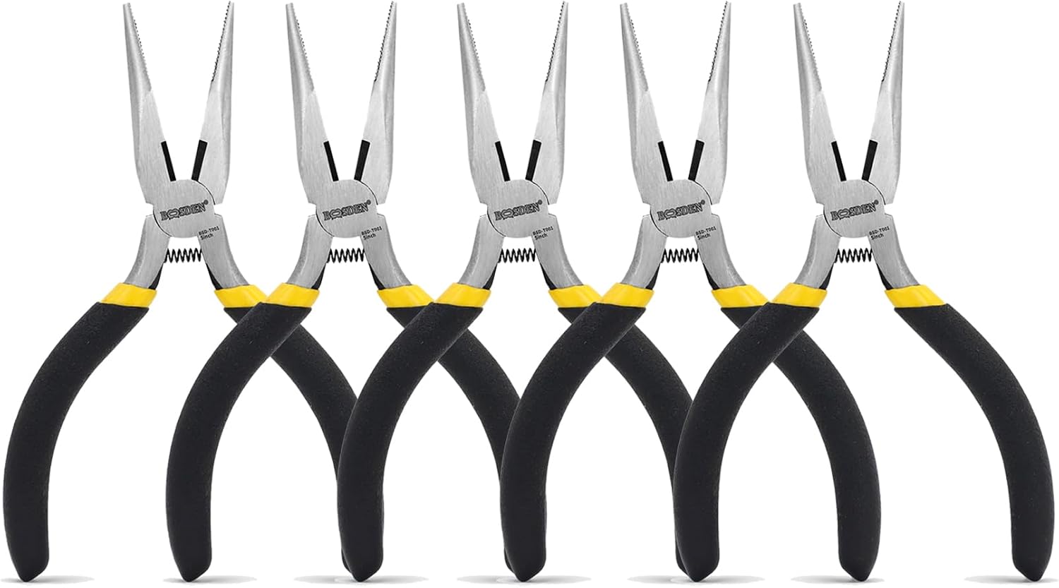 BOOSDEN 5 Inch Small Needle Nose Pliers Mini Jewelry Plier 5 Pack
