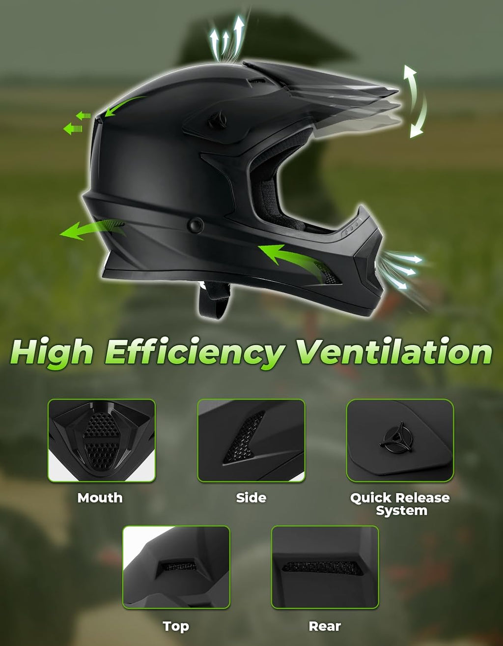 SLMOTO Youth Dirt Bike Helmet Set for Kids ATV Motocross DOT Approved