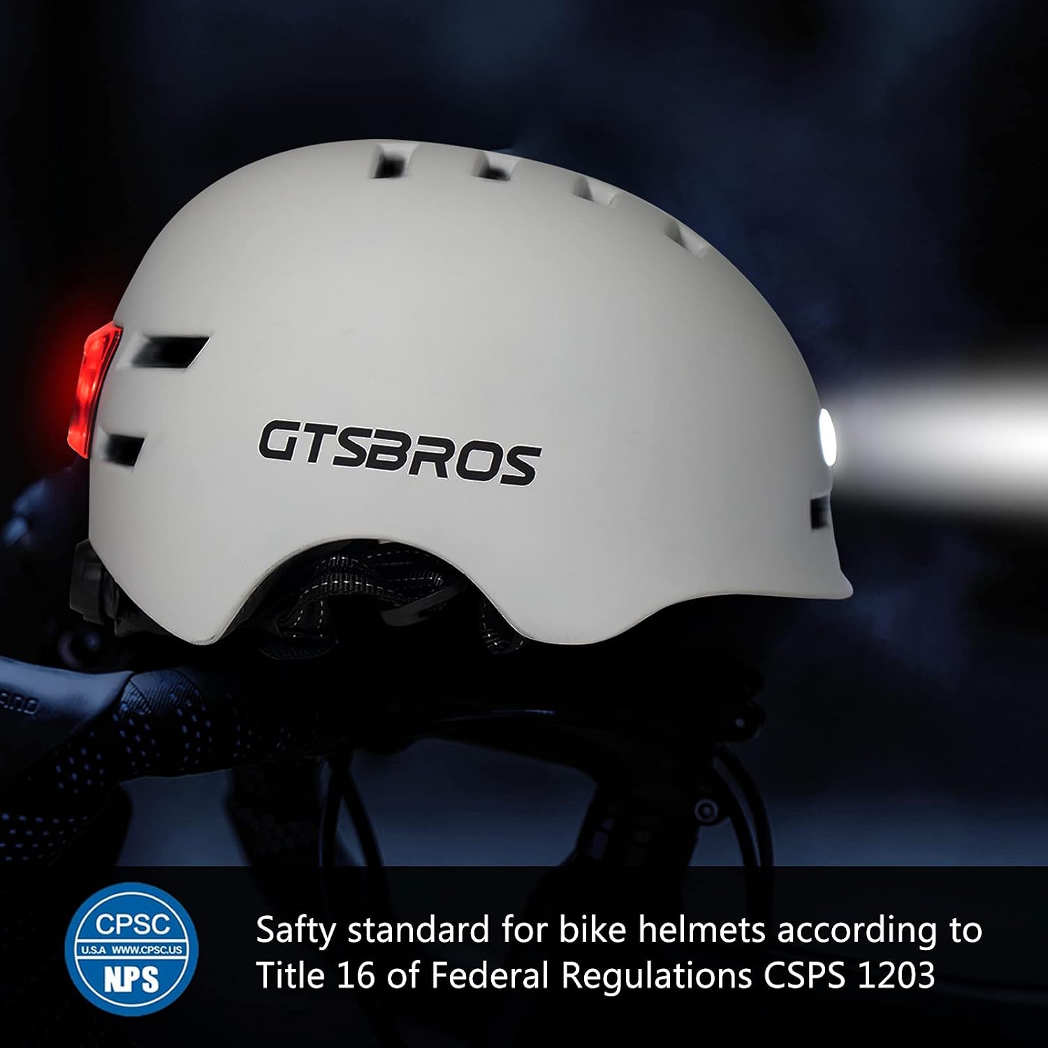 Adult Bike Helmet with LED Lights, Lightweight Adjustable Bicycle Helmet for Men Women, Safety Certified Cycling Helmet for Urban Commuting, Road Cycling, Skateboard and Scooter Riding