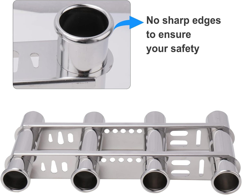 Fishing Rod Holder for Boat, Vertical Wall Mounted Fishing Rod Rack, Stainless Steel Rod Holder for Marine Boat,Fishing Boat, Truck (4 Tubes Upgrade)