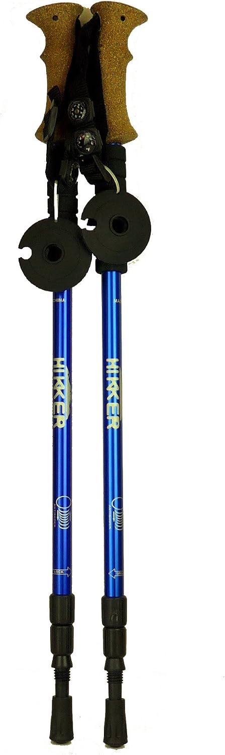 HP-5 Anti-Shock Hiking Pole, 2-Pack, Anti Shock Hiking/Walking/Trekking Trail Poles - 1 Pair with Compass & Thermometer