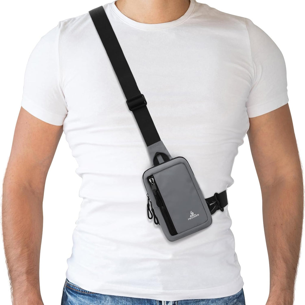 Peicees Small Crossbody Bag for Men Women Mini Sling Bag Travel Running Phone Daypack Cross Body Shoulder Bags with Keyholder
