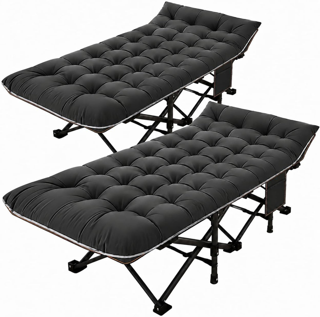 ABORON 2PK Camping Cots for Adult, 28" Extra Wide Outdoor Sleeping Bed Cot