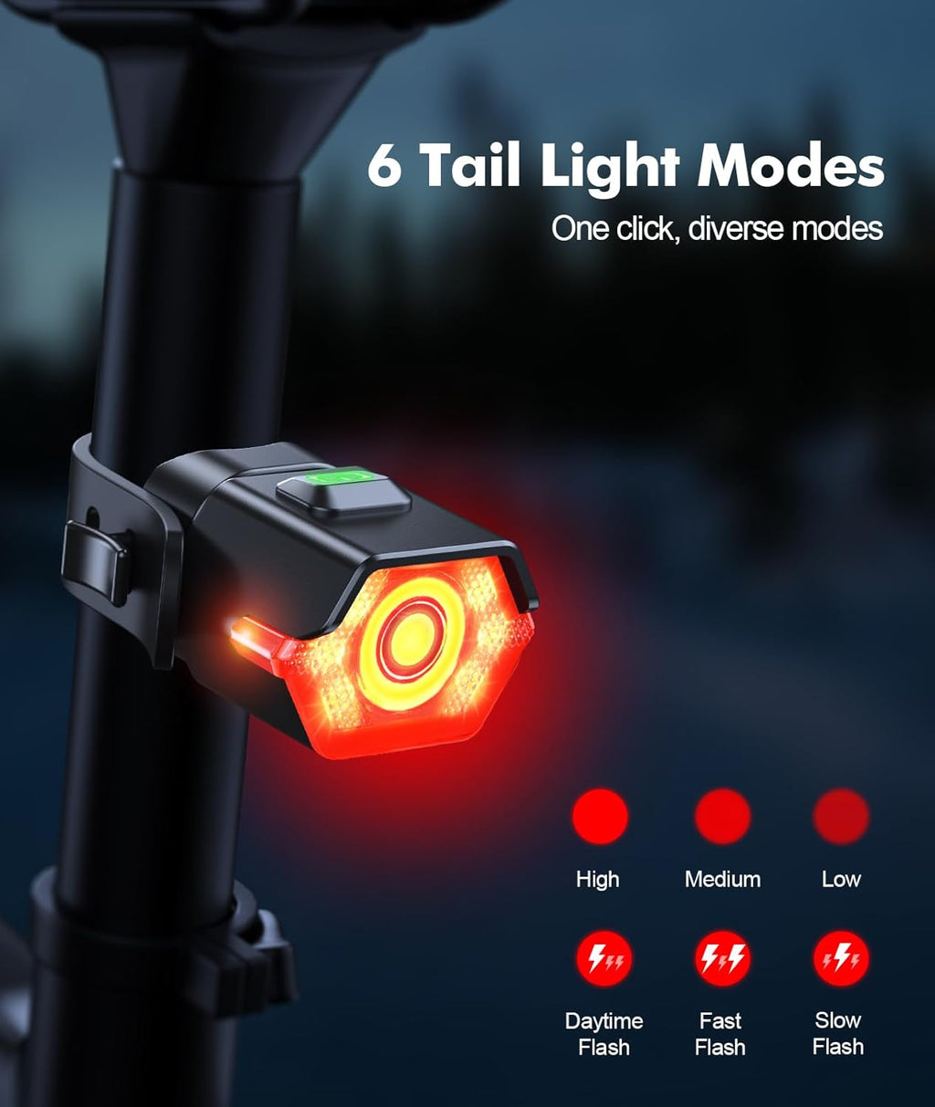 Zewdov High Lumen Super Bright Bike Lights for Night Riding, Adjustable Modes Bicycle Lights Front and Rear, Rechargeable & IP65 Waterproof Bike Headlight and Taillight Set for Cycling Electronics