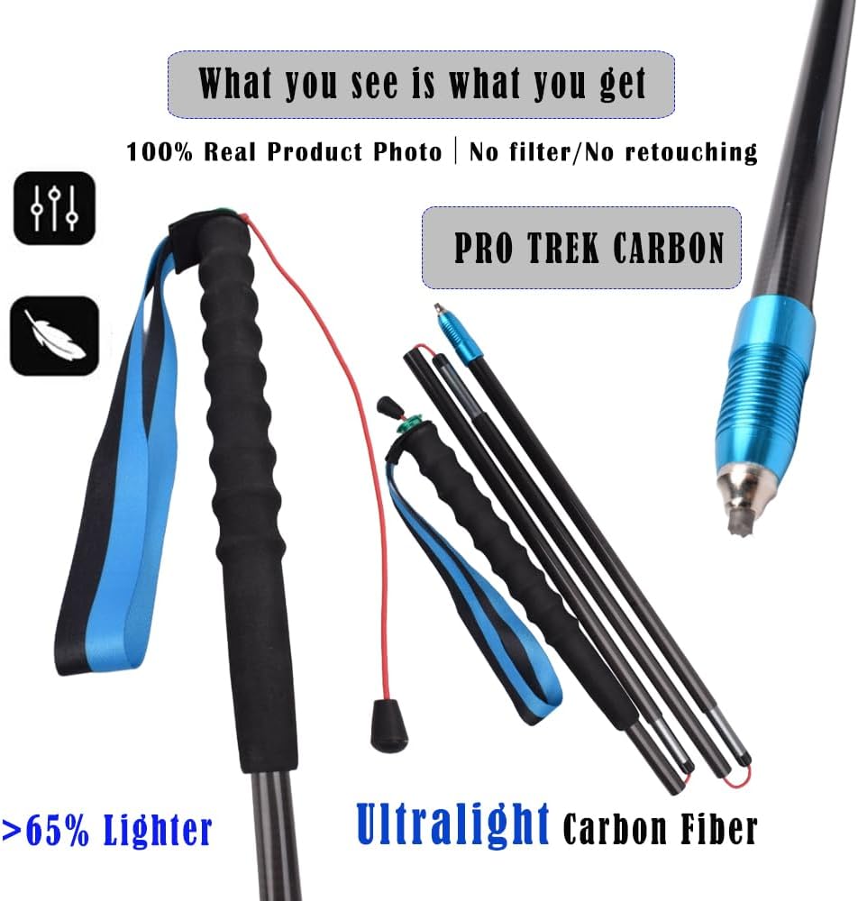 Ultralight Carbon Fiber Trekking Poles 2-Pack,Z-Pole Design Trail Running,Foldable Pair Fixed Length, Ultra Lightweight High-Density for Hiking, Running & Walking