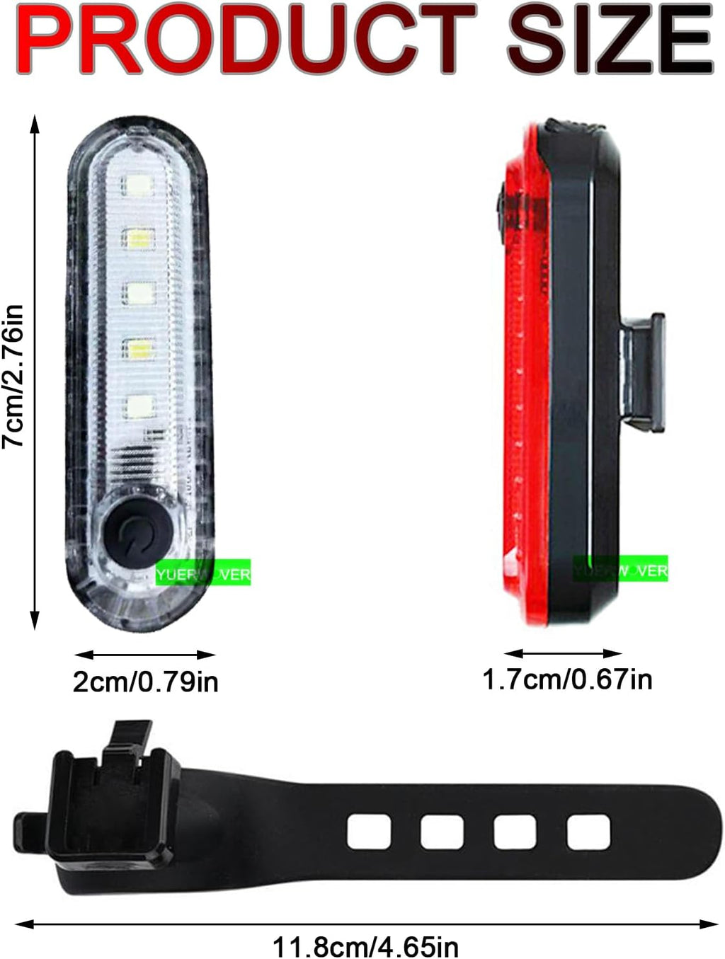 2 Pack USB Rechargeable LED Bike Tail Light Bicycle Rear Cycling Night Essential Reflector Seat Back Safety Lamp Waterproof Bright Warning Flash MTB Light for Men Women Kids