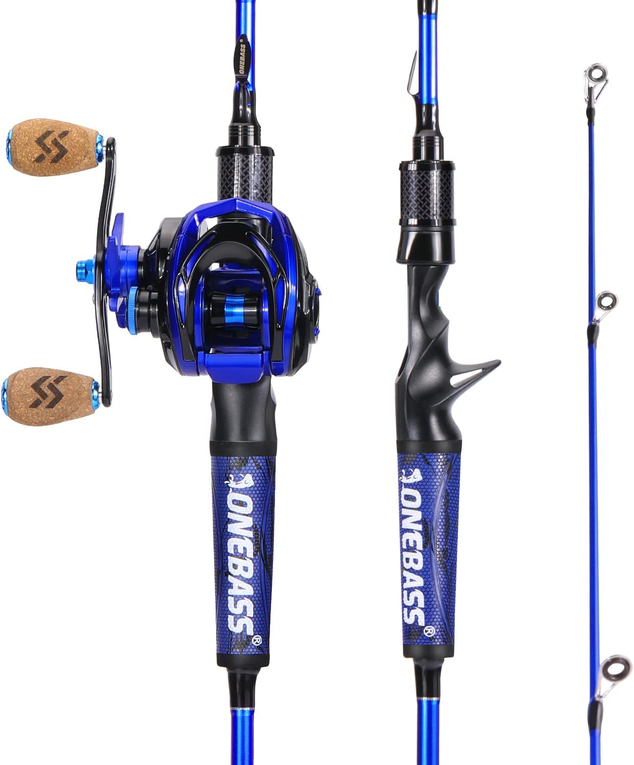 One Bass Fishing Rod and Reel Combo, IM7 Graphite 2 Pc Blank Baitcasting Combo, Spinning Rod with Super Polymer Handle