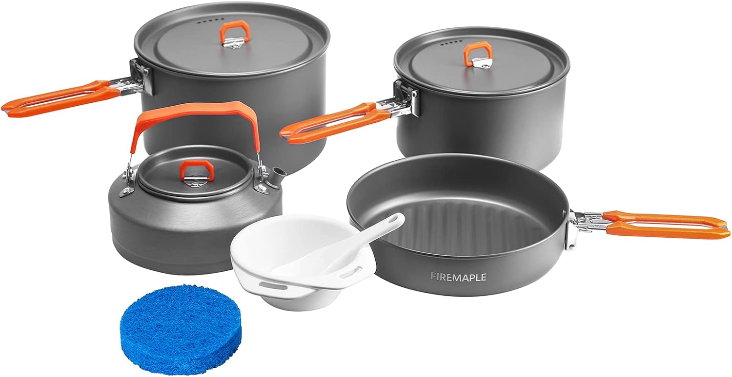 Fire-Maple Feast Outdoor Camping Cookware, Pot and Pan Set Stackable Kit