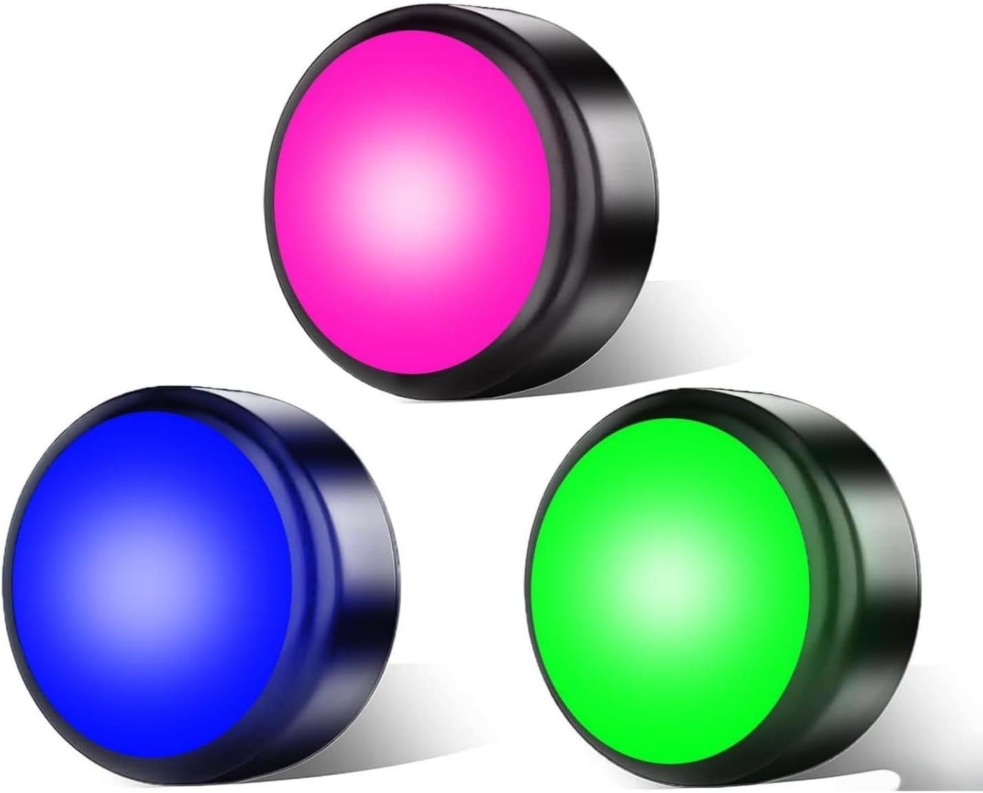 Push Lights with Remote 6-Piece Battery-Powered LED Hockey Puck Lights, Wireless Under-Cabinet & Baseboard Illumination, Dimmable & Color-Changing (3pack Black, Color)