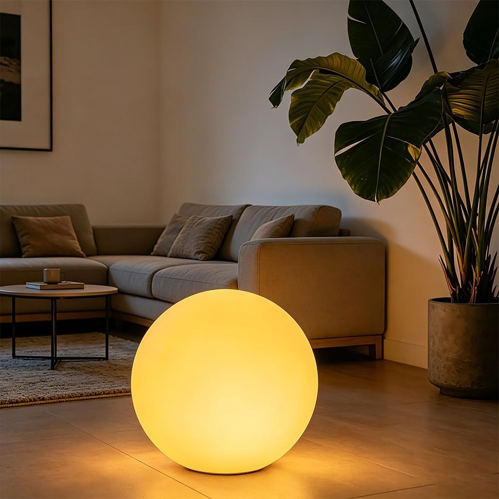 12-in LED Globe Orb Lamp, Dimmable RGB Color Changing Glowing Orb Lights Rechargeable Glowing LED Ball Light w/Remote, Waterproof Outdoor Globe Light Soothing Mood Lamp for Bedroom Garden Patio Decor