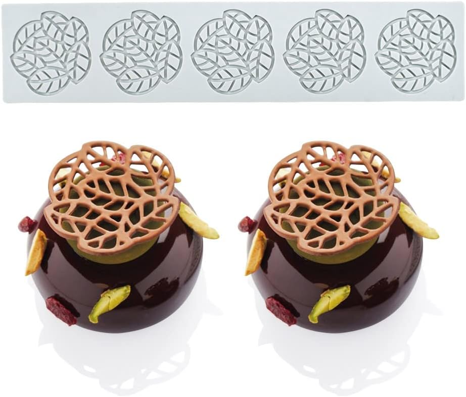 TUKE Hollow Leaf Silicone Molds Lover Heart Chocolate Molds Geometry 3D Silicone Mould Chocolate Candy Leaf Mold Sugar Craft Cake Decoration Cupcake Top (B_Leaf_11.12*2.4*0.12inch) BH0974