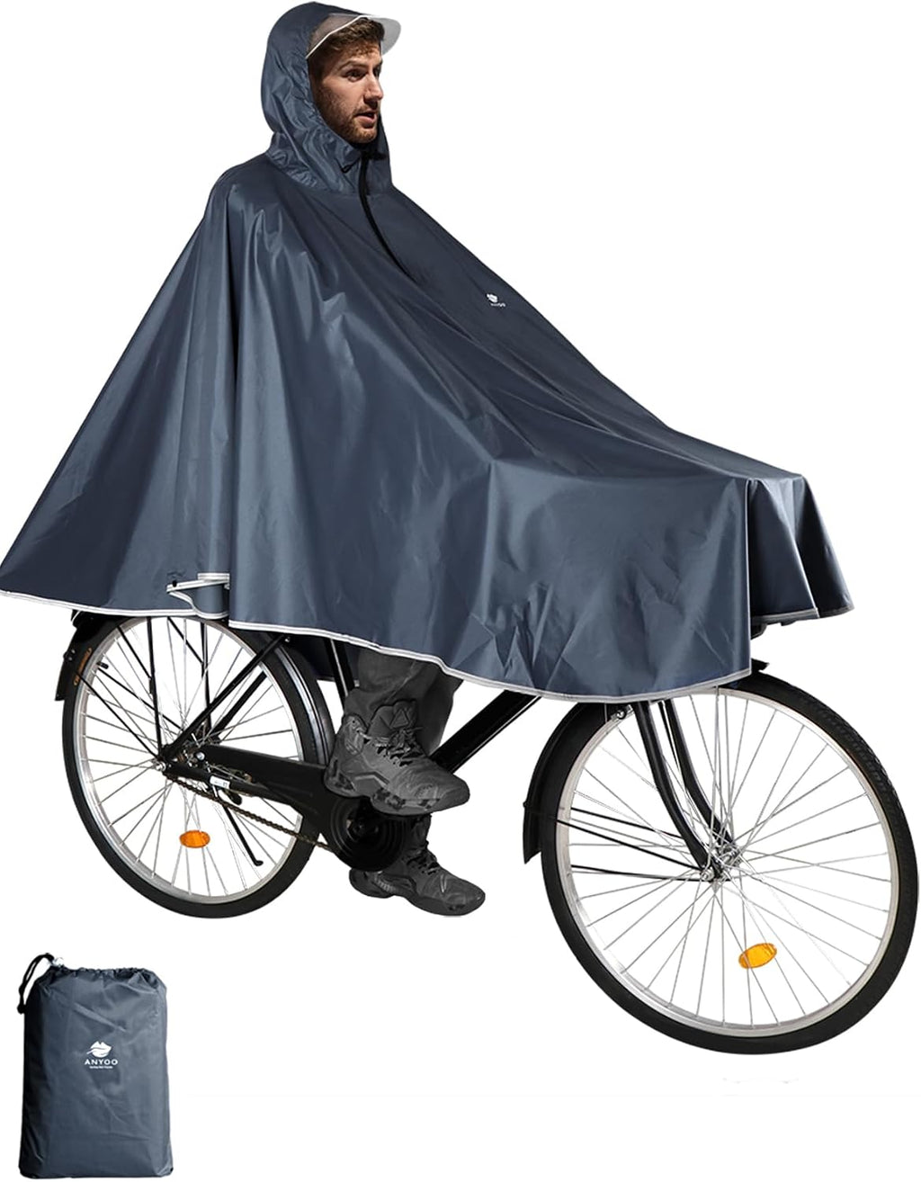 ANYOO Waterproof Rain Poncho Bike Bicycle Rain Capes Lightweight for Adults