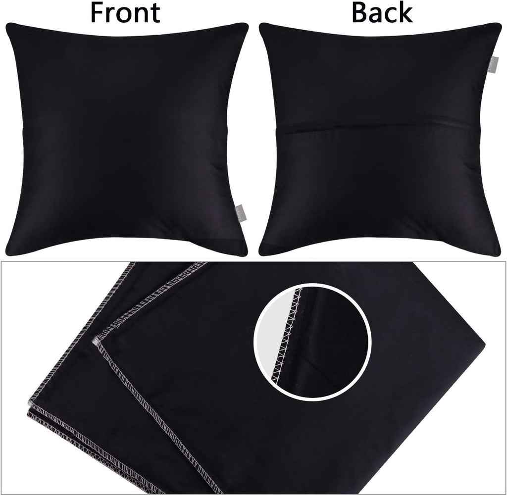 Thmyo 4-Pack 100% Cotton Solid Decorative Throw Pillow Case 18x18inch Black