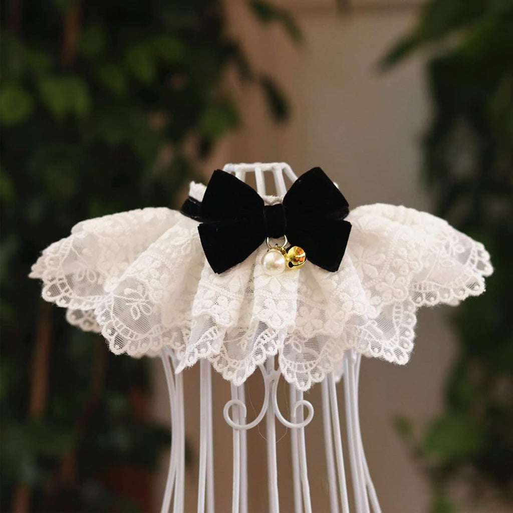 Pet Lace Bib Collar with Bow, Decorative Scarf for Dogs and Cats, Small Size, Comfortable Wear