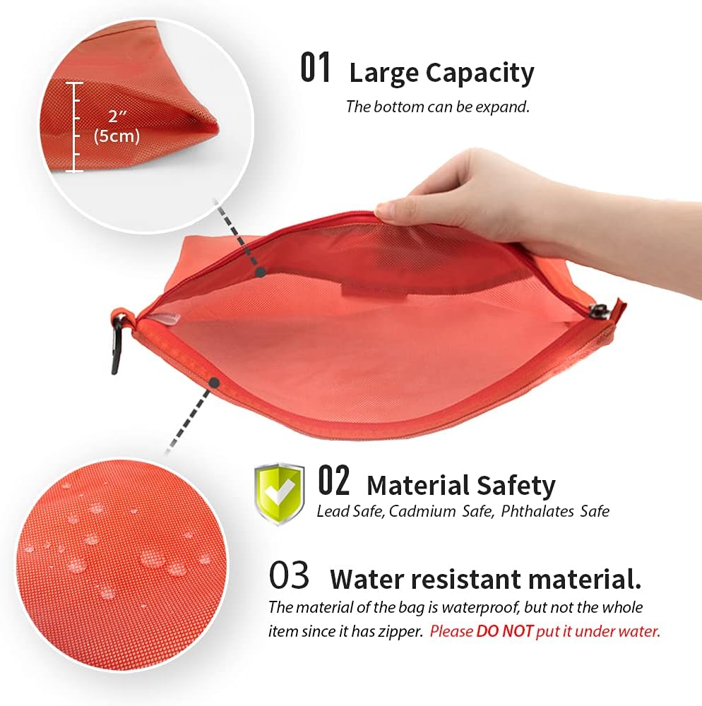 pack all Water-Resistant Zipper Pouch, Mesh Zipper Bag, 10.23"x7.48"