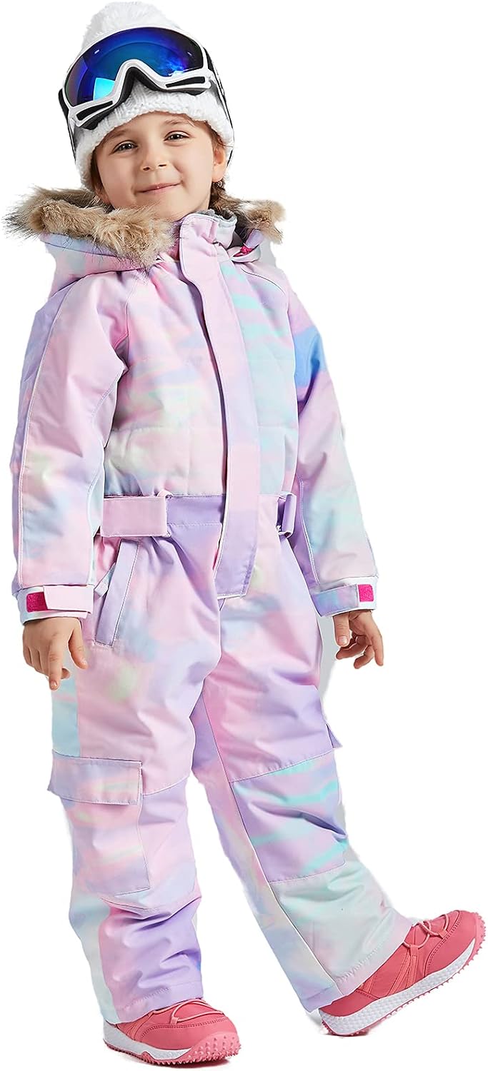Kids Girls Boys Waterproof Colorful One Piece Snowsuits Coveralls Ski Suits Jackets Winter Jumpsuits
