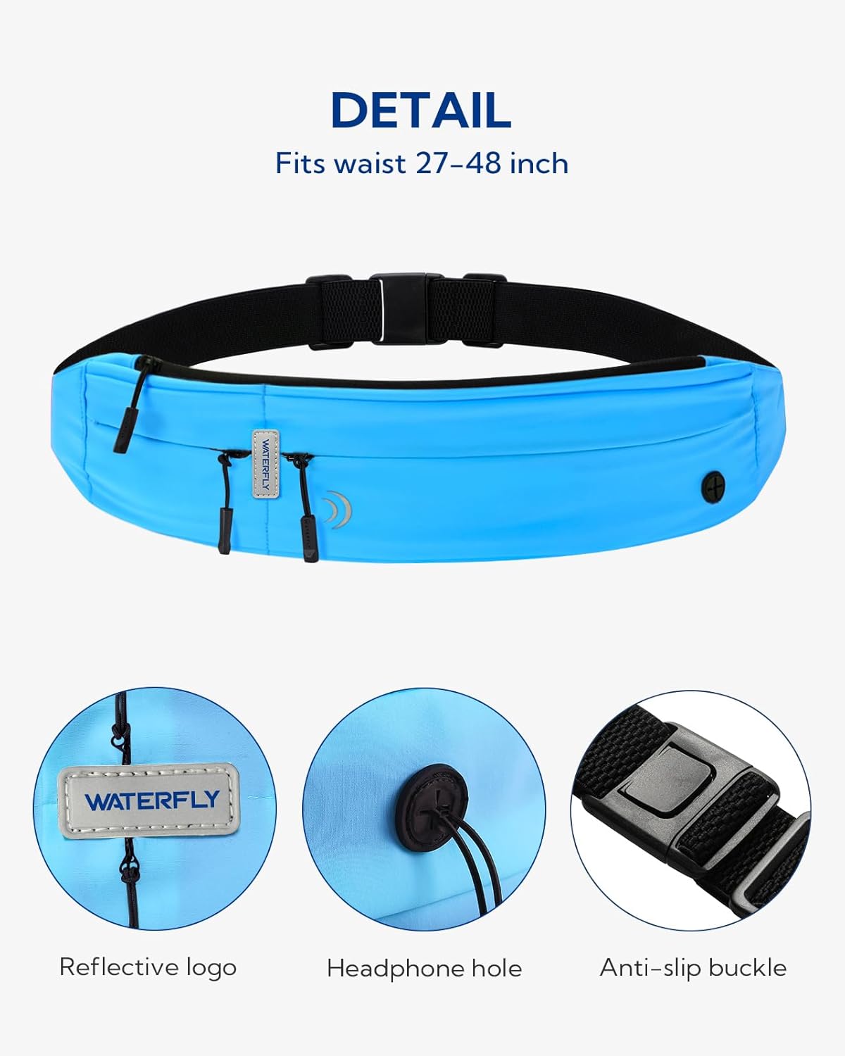 WATERFLY Running Belt Fanny Pack:Phone Holder Belt for Men Women