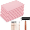 8PCS 4x6 Inch Linoleum Carving Blocks for Printmaking, Rubber Linocut Block Stamp Making Kit with Wood Carving Tools and Rubber Brayer Roller, Soft Stamp Carving Kit for DIY Crafts