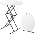 FanttikOutdoor Folding Table Round 32" Quick Adjust 4 Heights Party, Patio