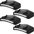 Mudder 4 Pcs Black Hat Lights Clip on Battery Powered 11 LED Cap Flashlight