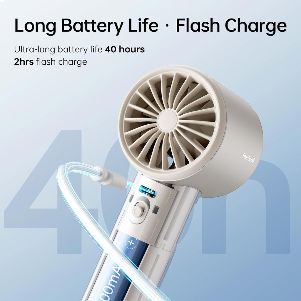 JISULIFE Portable Fan Pro 2026, 40Hrs Max Cooling Personal Handheld Fan