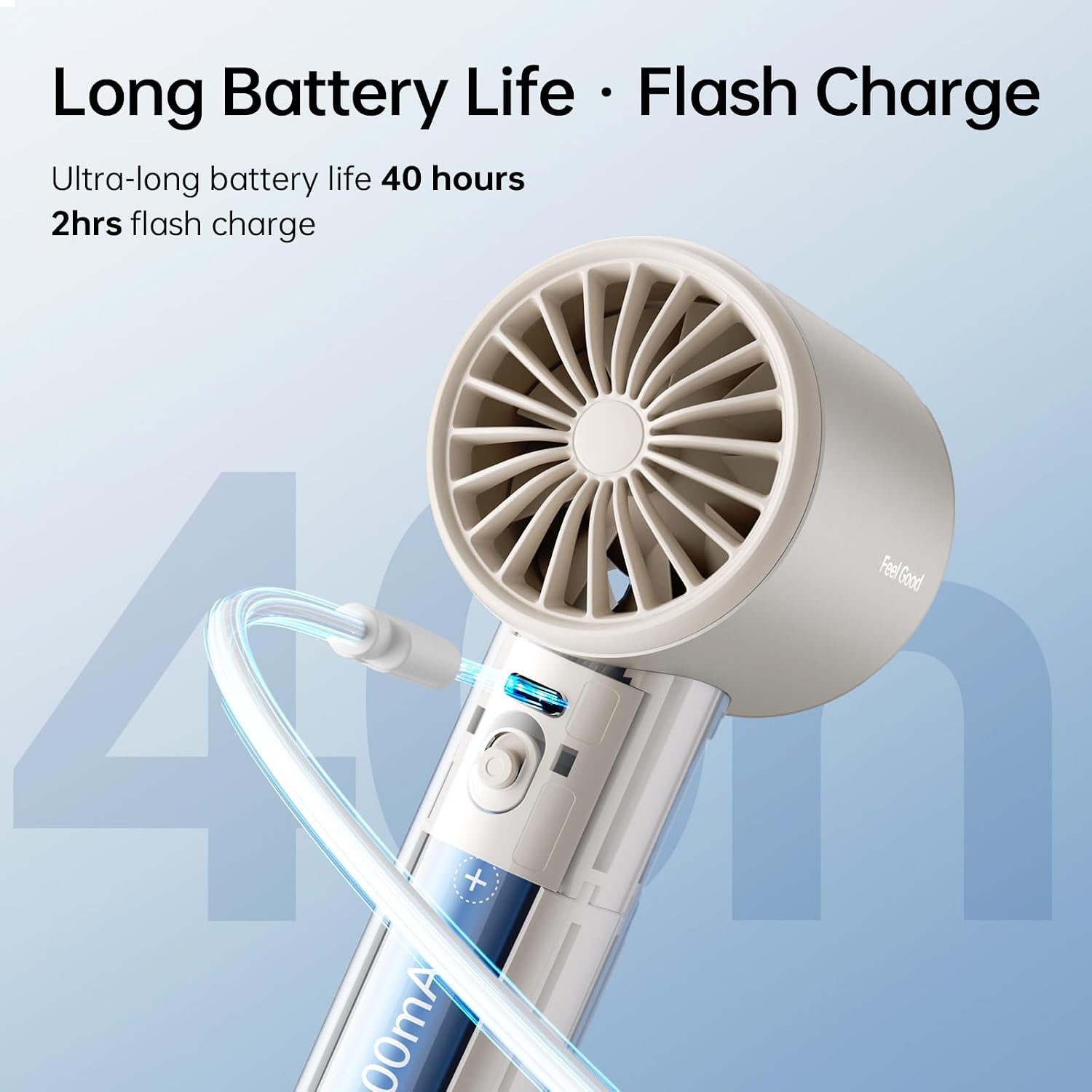 JISULIFE Portable Fan Pro 2026, 40Hrs Max Cooling Personal Handheld Fan