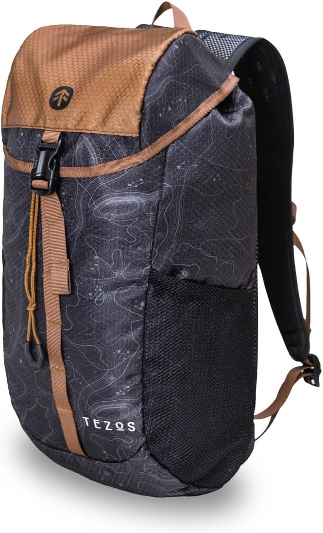 Tezos Juniper Daypack, Lightweight Hiking Backpack and Hydration Pack for Camping, Travel, Biking, and the Outdoors, 16 Liter (Slate Summit)