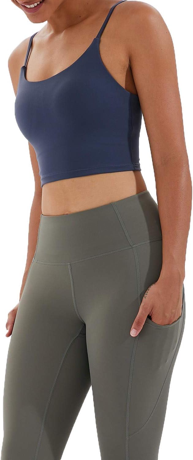 Women's Strappy Stretch Sports Bra Longline Yoga Tank Top Fitness Bra Workout Camisole Crop Tops for Teen Girl