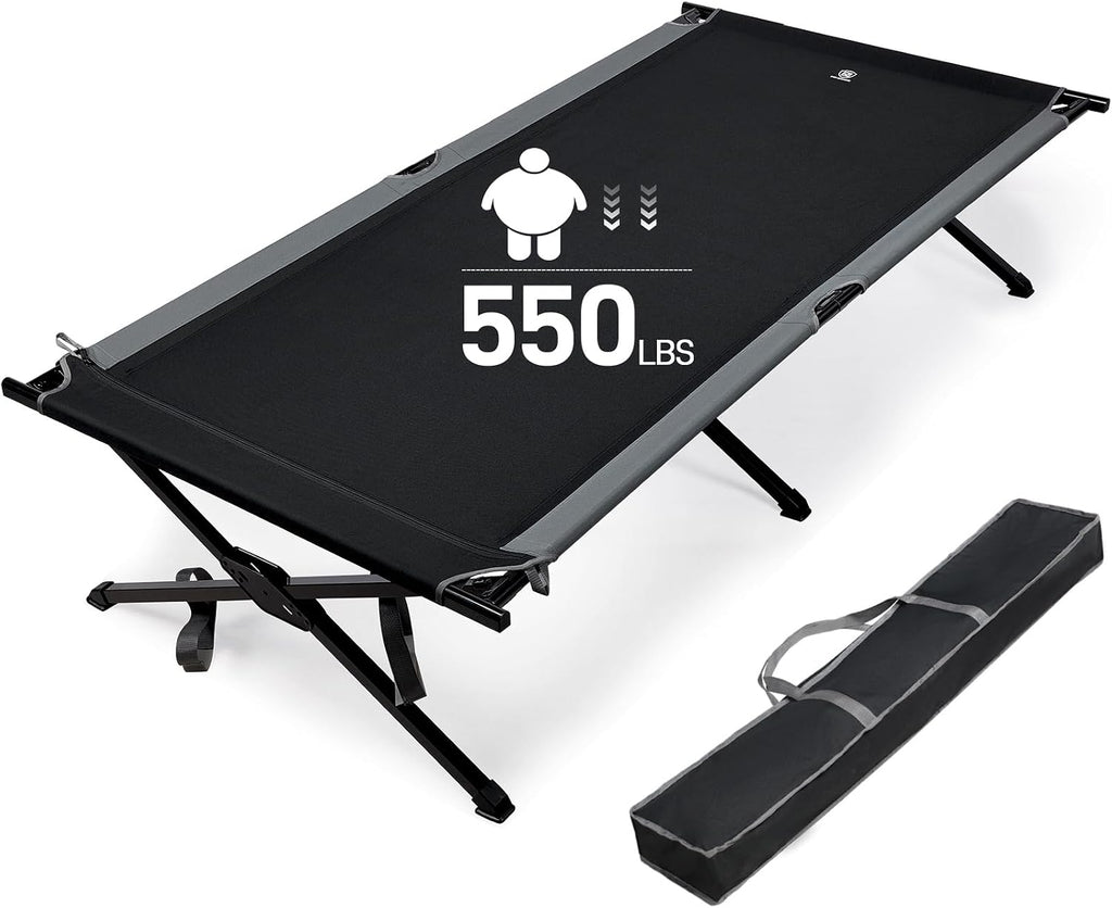EVER ADVANCED Extra Wide Camping Cot for Adults Oversized XXL Sleeping Cots Folding Cot Bed with Carry Bag, 84.3" L x 41.9" W, Support to 550 lbs