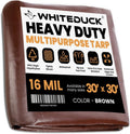 WHITEDUCK Super Heavy Duty Poly Tarp Cover 16 Mil with Grommets and Reinforced Edges (Brown- 16 Mil, 30' x 30')