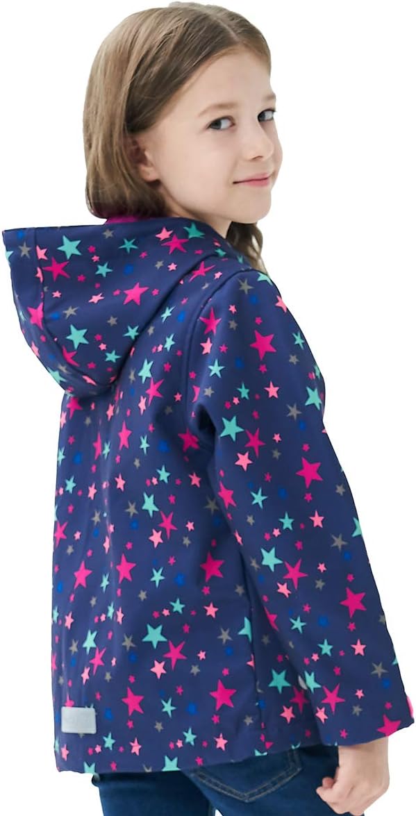 MGEOY Kids Rain Jacket, Waterproof Lightweight Hooded Windbreaker for Boys Girls 4-16Y