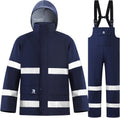 RainRider Rain Suits for Men Women Waterproof Reflective Rain Coat Bib Pants for Safety Heavy Duty Rain Gear Fishing