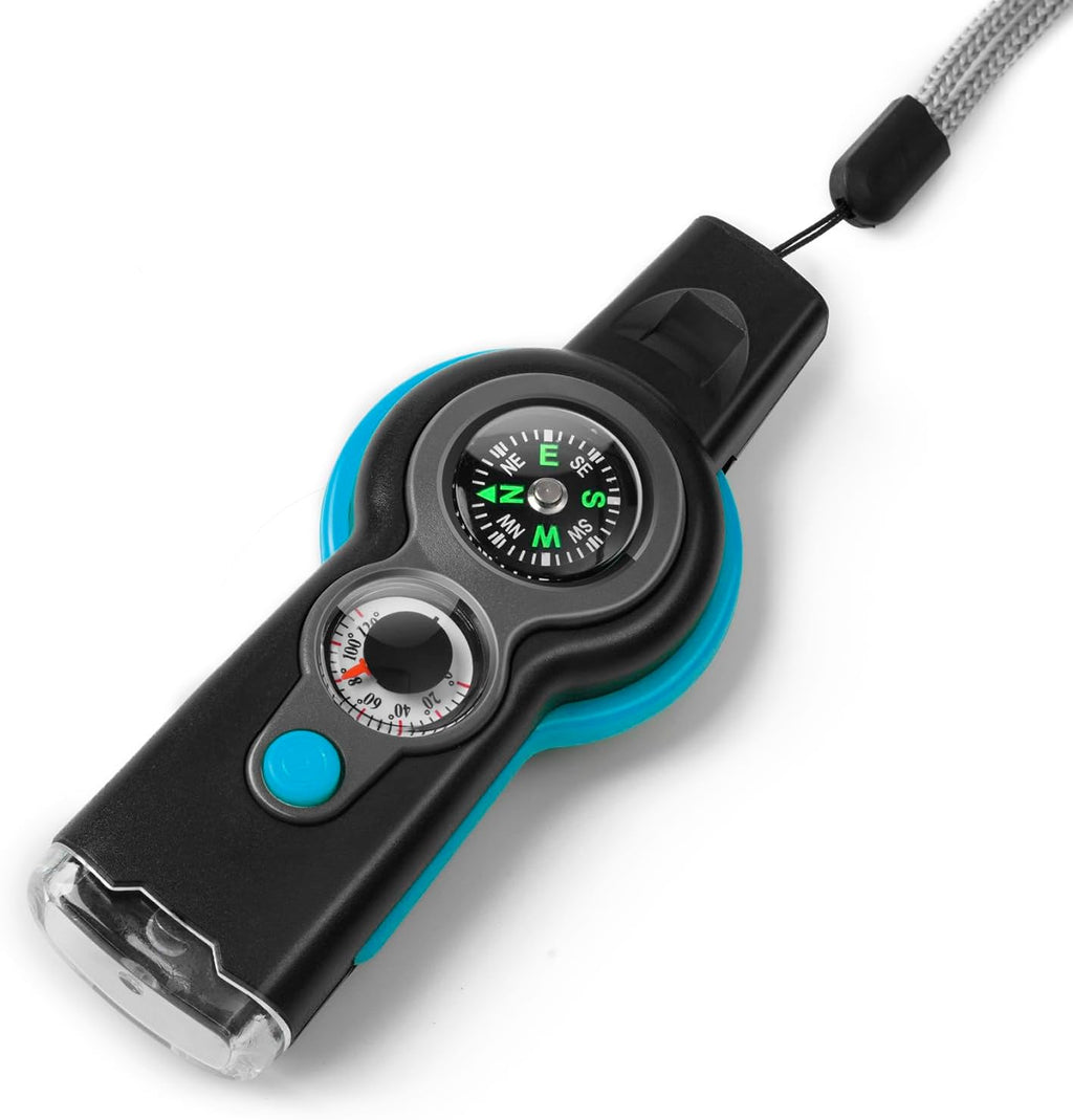 Emergency Survival Function Whistle, Outdoor Multifunctional Tool Safety Whistle with Lanyard, Ideal for Kayaking, Boating, Hiking, Camping, Climbing, Hunting,Rescue Signaling