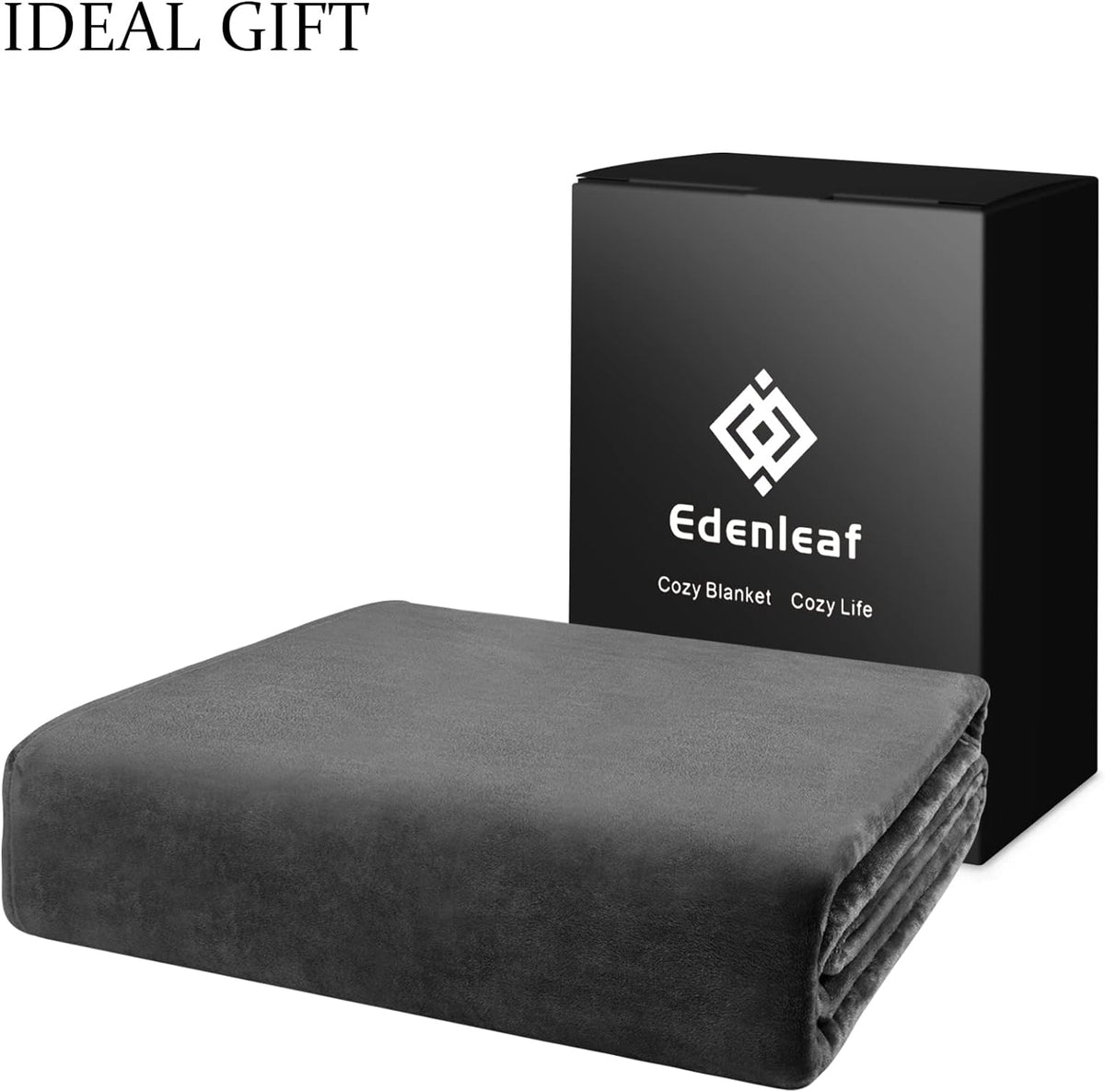 Edenleaf Oversized Blanket 120x120 Inches, Giant Huge Companion for Bed, Sofa,Travel and Camping, Extra Large Big Soft Blanket Fits the Whole Family and Outdoors, Dark Grey 10'x10'