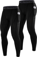 Roadbox 2 Pack Mens Compression Pants, Running Tights Leggings with Pockets