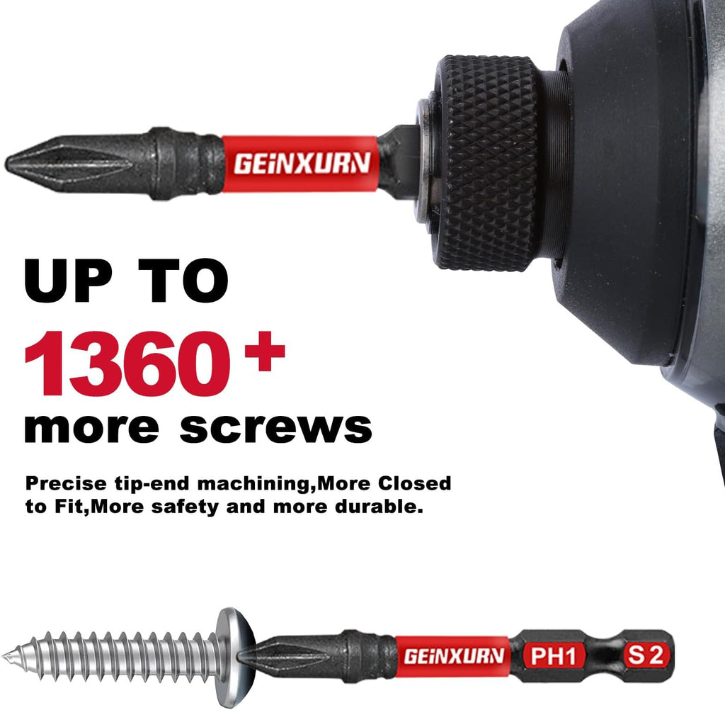 Geinxurn 71pieces Impact Screwdriver Bits Set, Magnetic S2 Steel Multi Insert Power Bits Tips with Impact Bit Holder with Storage Box