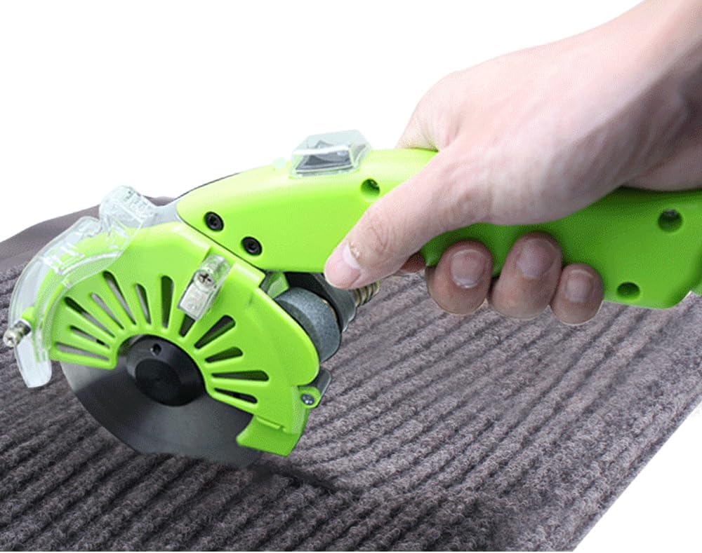 300W Fabric Rotary Cutter Electric Fabric Scissors, Round Blade Cutting Machine for Multilayer Leather Cloth Carpet, 5 Speed Adjustable, LED Light, 32mm / 1.26" Cutting Thickness