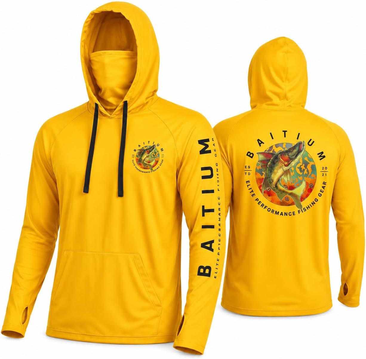 Fishing Shirts for Men,UPF50 Hooded Long Sleeve with Gaiter, Sun Protection Dry Fit Apparel, Face Mask, Fishing Clothes