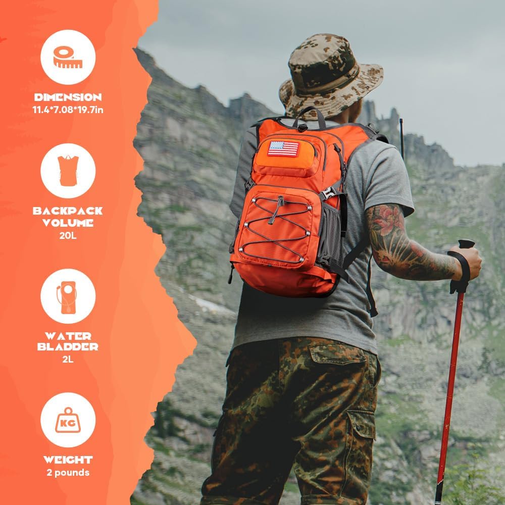Maelstrom Lightweight Hydration Hiking Backpack with 2L/3L Water Bladder