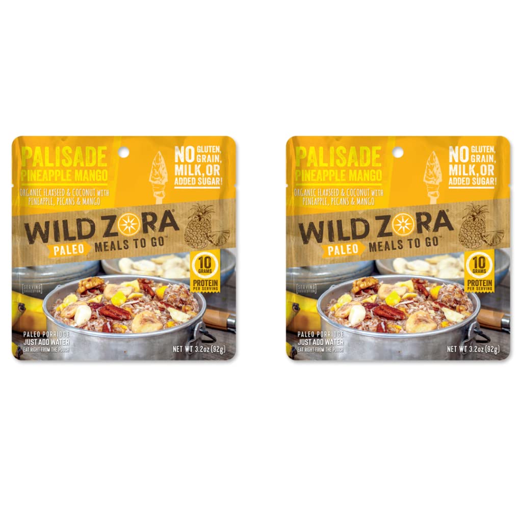 Wild Zora Paleo Freeze Dried Meals for Backpacking & Camping - Healthy Gluten Free & Grain Free Camping Meals/Backpacking Food + No Added Sugar - Great for Travel (Palisade Pineapple Mango 2-pack)