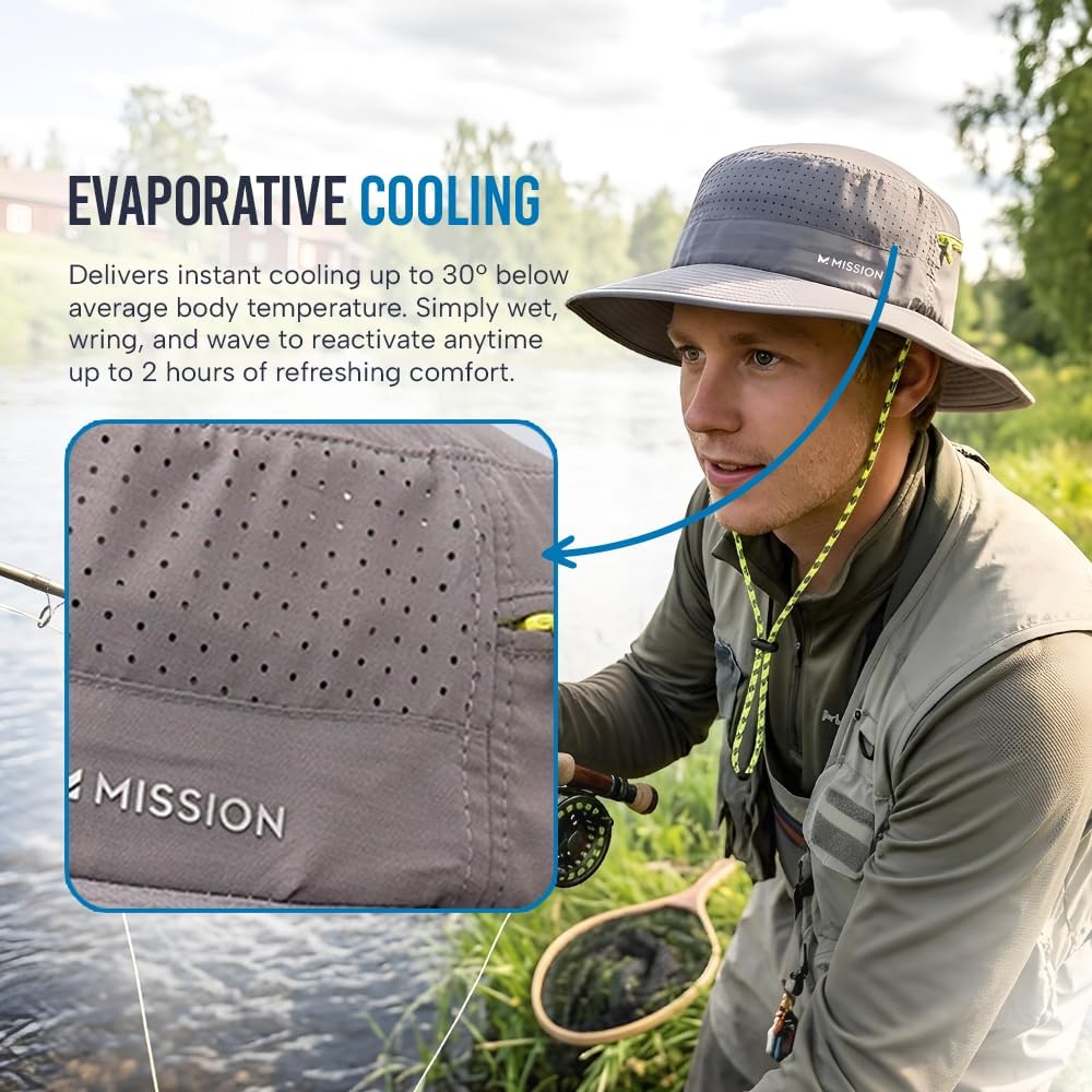MISSION Cooling Anywhere Boonie Hat - Unisex Wide-Brim Hat for Men & Women - Cools Up to 2 Hours - UPF 50 Sun Protection