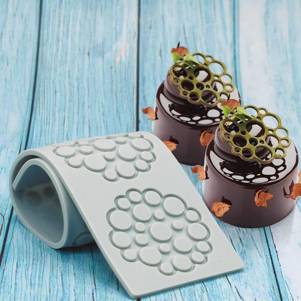 Hollow Leaf Silicone Molds Lover Heart Chocolate Molds Geometry 3D Silicone Mould Chocolate Candy Leaf Mold Sugar Craft Cake Decoration Cupcake Top (A_Flower_11.12 * 2.4 * 0.12inch)