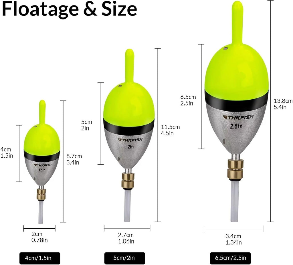 THKFISH Wood Slip Bobber for Fishing with Brass Weighted Crappie Floats