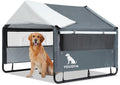 XL Outdoor Dog House for Large Dogs with Mesh Windows, Grey