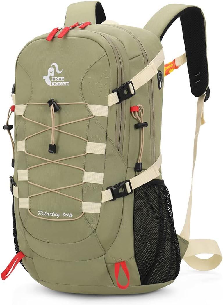 Bseash 40L Waterproof Hiking Backpack with Rain Cover, Outdoor Sport Travel Bag Daypack for Camping Climbing Skiing Cycling (Pea-green)
